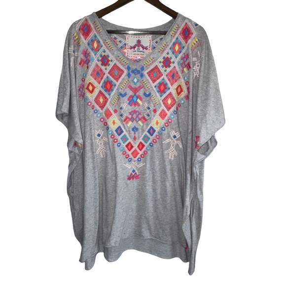 Johnny Was Tunic Tee Boho Embroidered Top Relaxed Fit Bohemian Festival Blouse - Picture 2 of 6